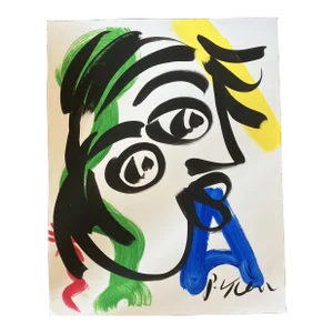 Contemporary Original Peter Robert Keil Abstract Portrait Painting Signed