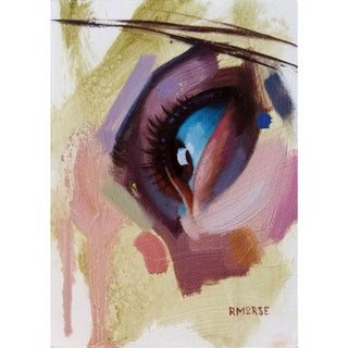 Upside by Ryan Morse | Oil and graphite on panel of a close-up eye with abstract colors For Sale