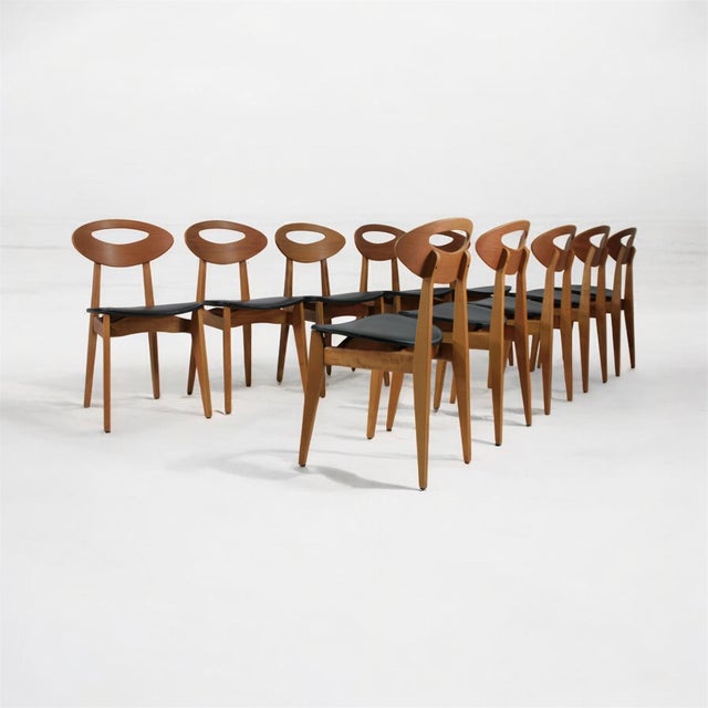 Ten Dining Room Chairs by Roger Landault for Maison Sentou, 1950, Set of 10 For Sale - Image 16 of 16