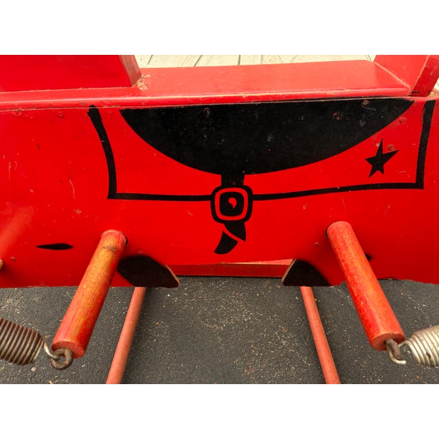 Vintage Wood Rocking Horse on Springs Wonder Horse 1950s Usa For Sale - Image 9 of 9