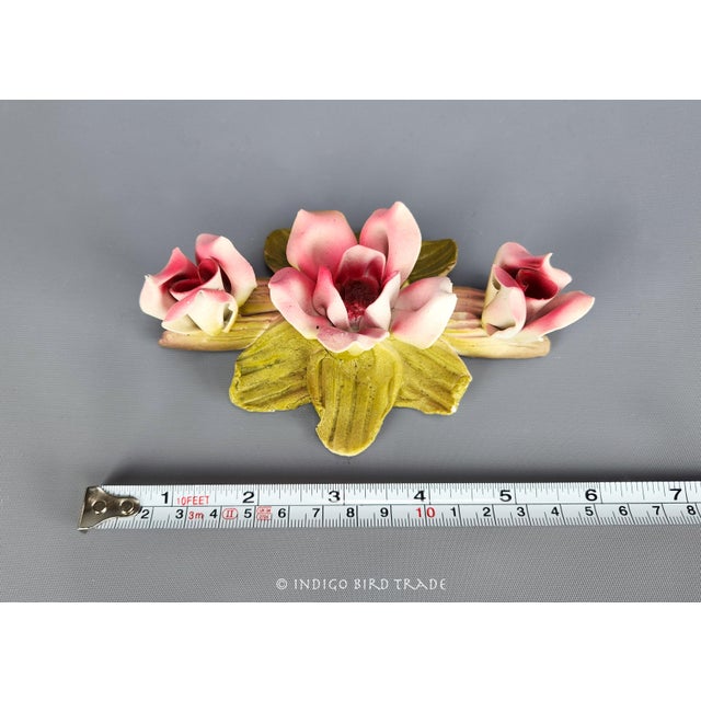 Vintage Pink Magnolia Flowers on the Branch Porcelain Figurine, Capodimonte Style For Sale - Image 4 of 5