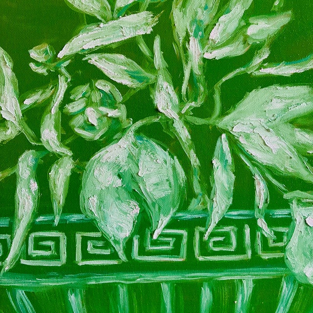 Chinoiserie Original Chinoiserie Floral Urn Painting, Oil on Canvas, 24" X 30" by Tatiana Duperault For Sale - Image 3 of 6