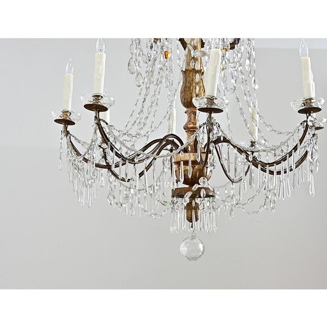 18th Century Italian 18th Century Massive Giltwood and Crystal Chandelier For Sale - Image 5 of 18
