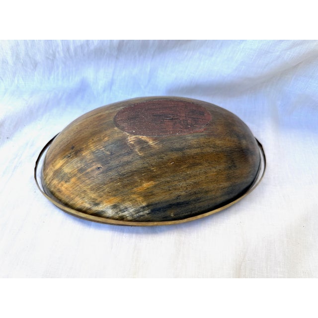 Vintage Oval Bovidae Horn Bowl W/Brass Rim For Sale - Image 4 of 5