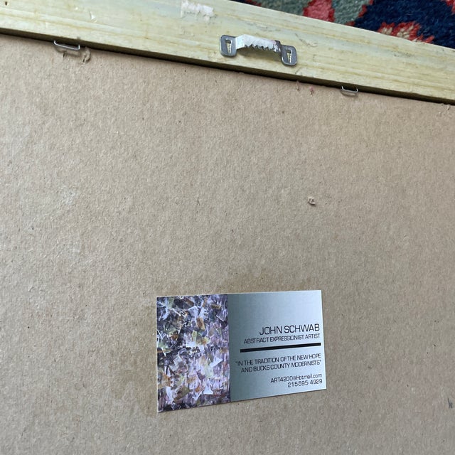 Listed John Schwab Original Oil Stick Abstract Kandinsky Rothko Style Painting Cubism MCM For Sale - Image 4 of 4