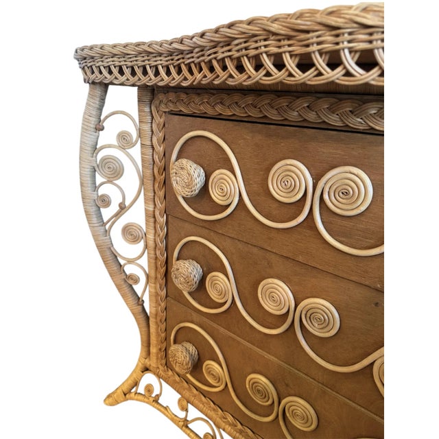 Parisian-Chic Madeleine Castaing-Style Wicker and Rattan Chest For Sale - Image 10 of 15