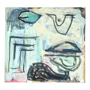 Vintage Abstract Mixed Media Painting on Canvas Signed by the Artist