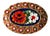 Vintage Italian Micro Mosaic Flower Gold Tone Pin Brooch Oval For Sale