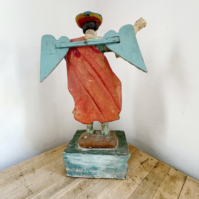 Weathered 19th Century Antique Wood Archangel Michael Primitive Religious Figurine For Sale - Image 9 of 14