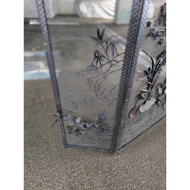 Japanese 1920"s Wrought Iron Japanese Wrought IronFirescreen For Sale - Image 3 of 10