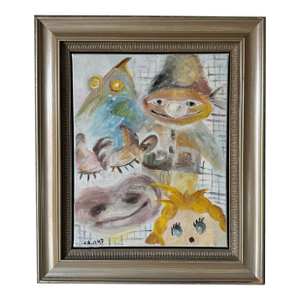 Vintage Abstract Acrylic on Canvas Painting by Tsikun, 1997