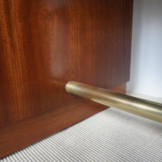 Art Deco Desk in Walnut with Original Brass Handles & Stretcher, 1930s For Sale - Image 10 of 14