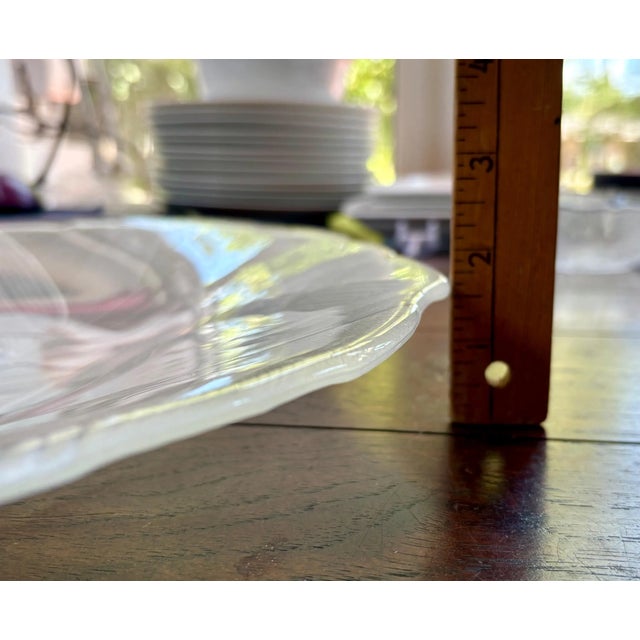 Glass Vintage Mikasa Frosted Glass Platter With Embossed Bamboo Leaves – 15" Centerpiece or Serving Tray For Sale - Image 7 of 7