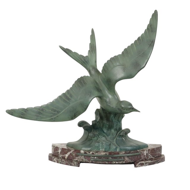 Art Deco Sculpture of Seagull on Marble Base with Bronze Patina For Sale - Image 17 of 17