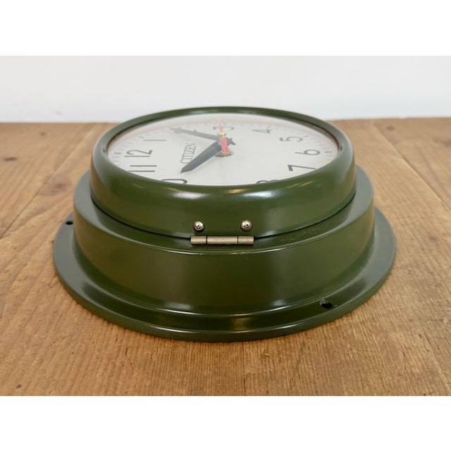 Vintage Green Citizen Ships Wall Clock, 1970s For Sale - Image 14 of 17