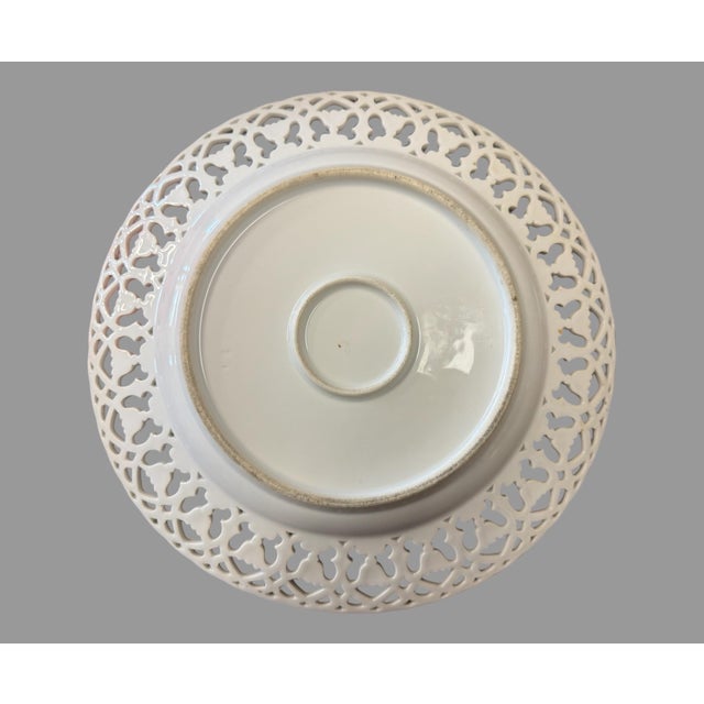Antique Victorian Porcelain Reticulated 12” Scenic Decorated Charger Plate For Sale - Image 4 of 4