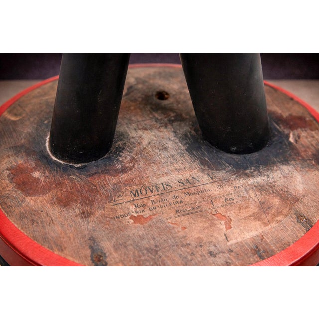 Pair of Bar Stools in Hardwood & Leather, Unknown, 1950s For Sale - Image 9 of 9
