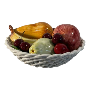 Vintage Italian Ceramic Fruit Bowl / Basket Centerpiece