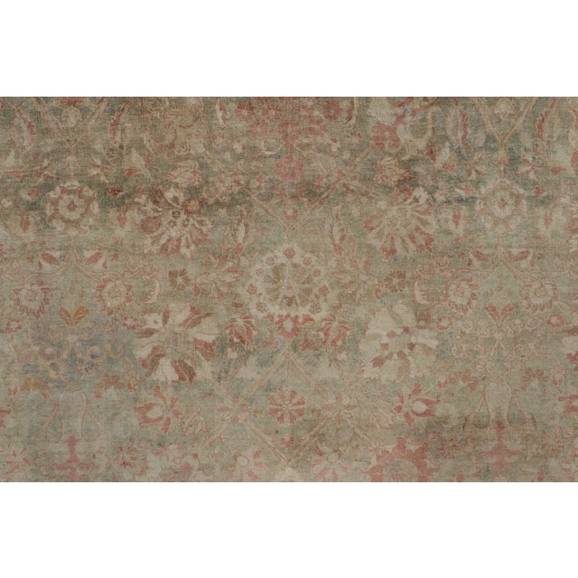Traditional Vintage Persian Tabriz Rug, Sage Green & Rose Floral Pattern - Rug & Kilim For Sale - Image 3 of 7