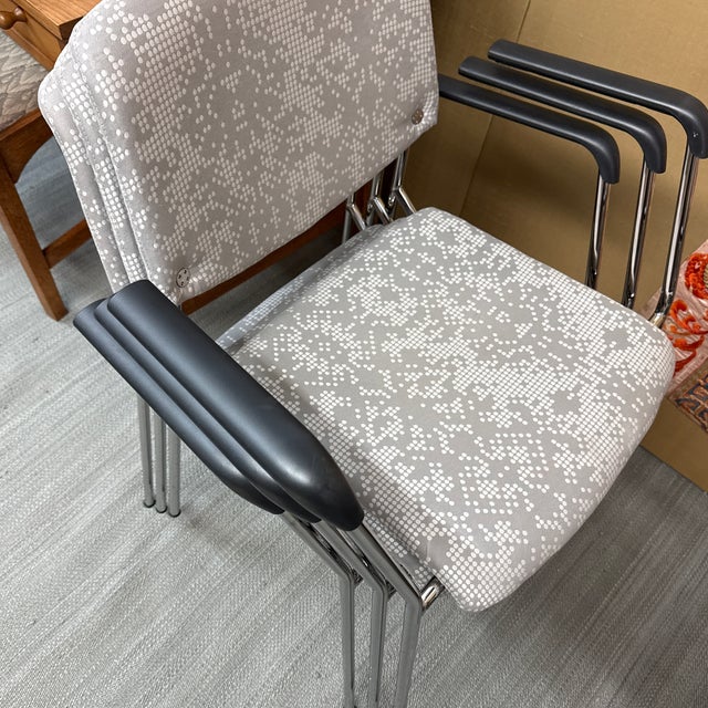 Hightower Modernist Stackable Arm Chair, Damask Print For Sale - Image 12 of 12