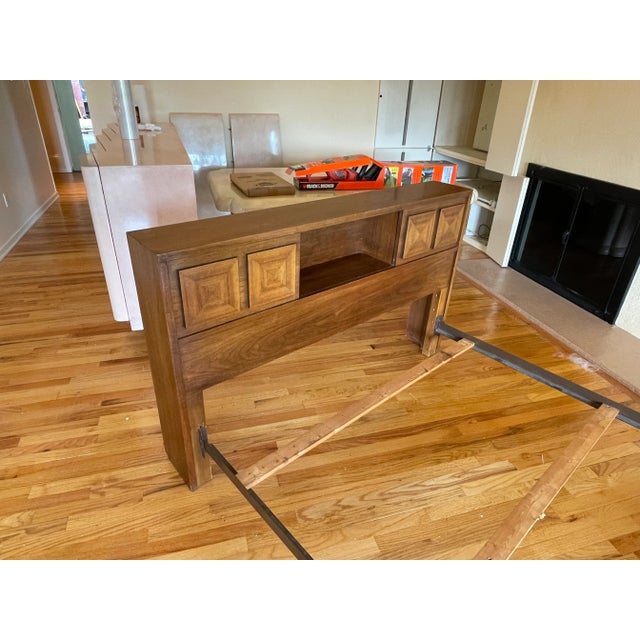 Mid-Century Modern Lane Harlequin Style Mid Century Walnut Storage Full BedFrame For Sale - Image 3 of 5