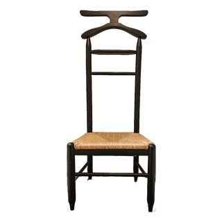Mid-Century Gentlemans' Valet Chair With Rush Woven Seat For Sale