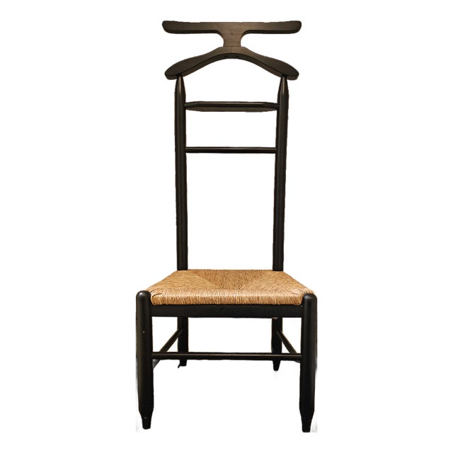 Mid-Century Gentlemans' Valet Chair With Rush Woven Seat For Sale