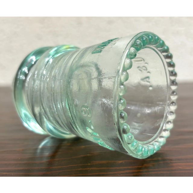 Vintage Hemingray-9 Teal Tinted Aqua Tinted Glass Insulator For Sale - Image 4 of 5