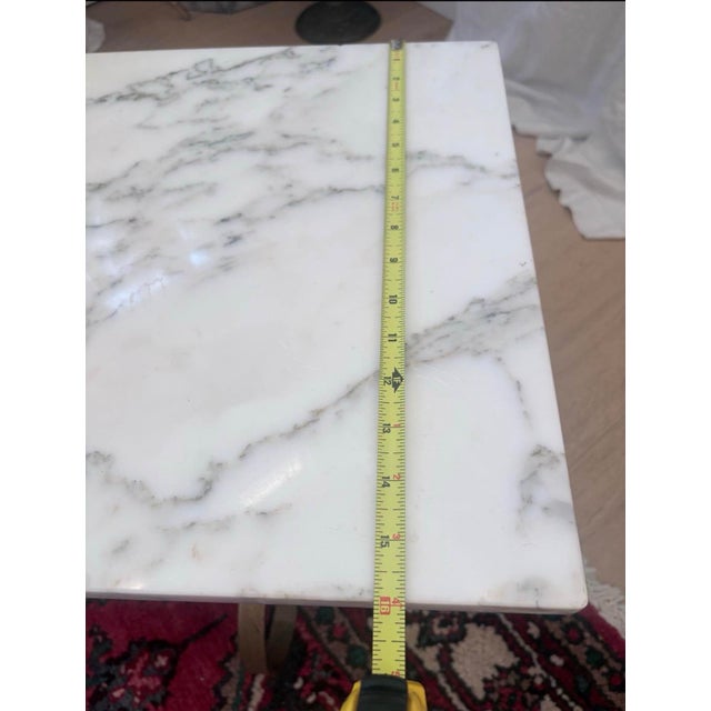 Antique White Vintage Italian Hollywood Regency Gilt Iron & Marble Side Table For Sale - Image 8 of 8
