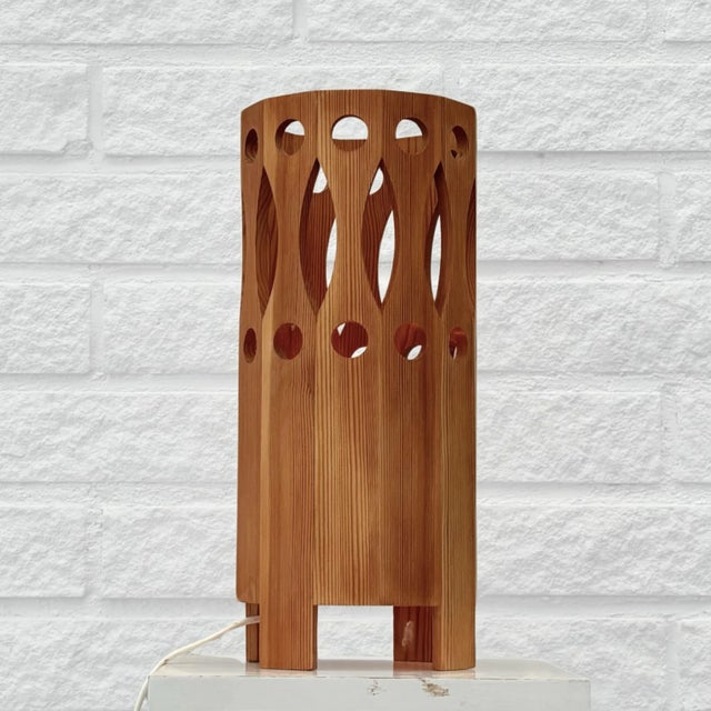 Swedish Pinewood Table Lamp by L.O. Nilsson for Nordisk Present, 1970s For Sale - Image 9 of 9