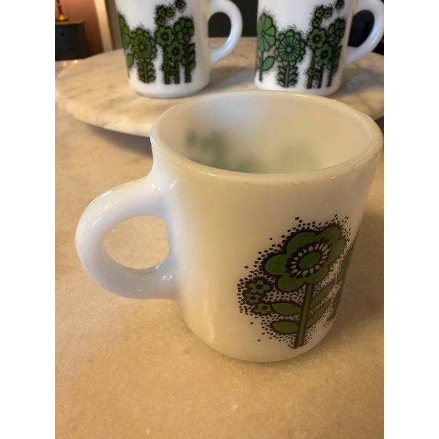 Vintage Hazel Atlas "Flower Power" Milk Glass Coffee Mugs '60s - Mid-Century Retro - Set of 4 For Sale - Image 9 of 17