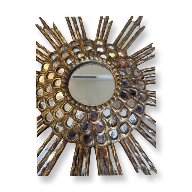 Antique Italian Gilded Wood Sunburst Mirror 19 Century