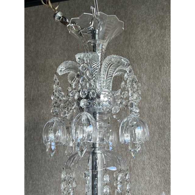 Hollywood Regency Mid 20th Century Czechoslovakia Bohemian Crystal Chandelier With Feathers and Bells For Sale - Image 3 of 12