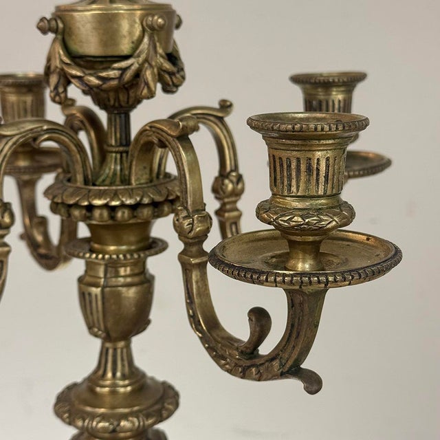 Pair of French Napoleon III Period Louis XVI Bronze Candelabra For Sale - Image 16 of 18