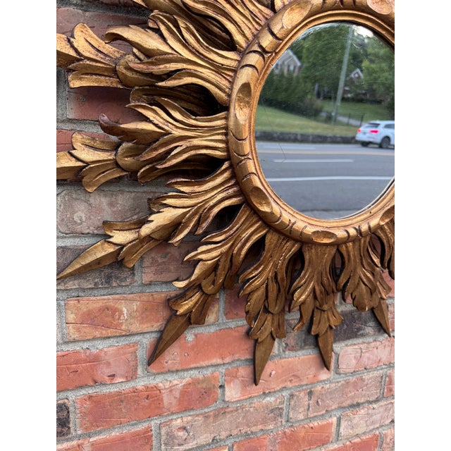 1940s Vintage French Sunburst Mirror For Sale - Image 5 of 11