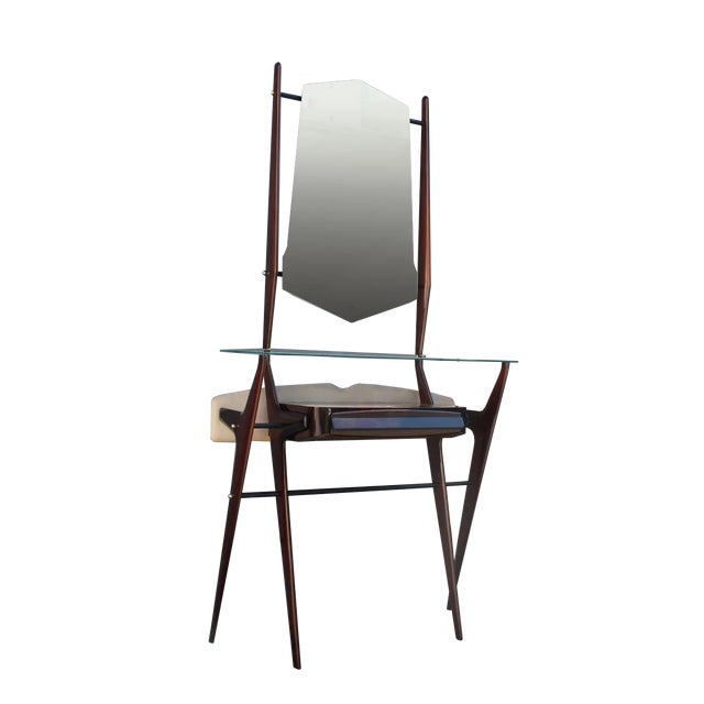 Minimalist Console with Mirror in Mahogany by Vittorio Dassi, Milan, 1950s For Sale