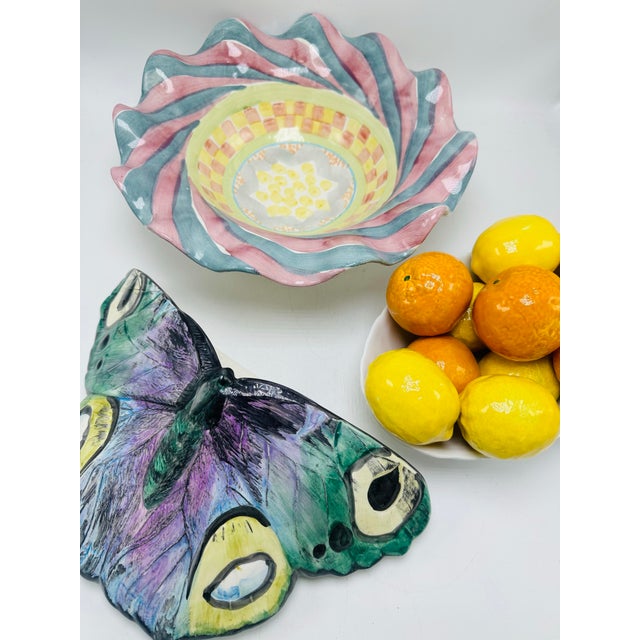 This exquisite wall pocket is ceramic, fabulous colors! Italian butterfly, such a unique addition to a wall decor