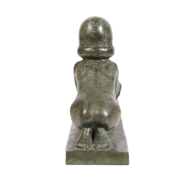 Metal 'Girl Kissing a Lamb' Art Deco Bronze Sculpture For Sale - Image 7 of 9