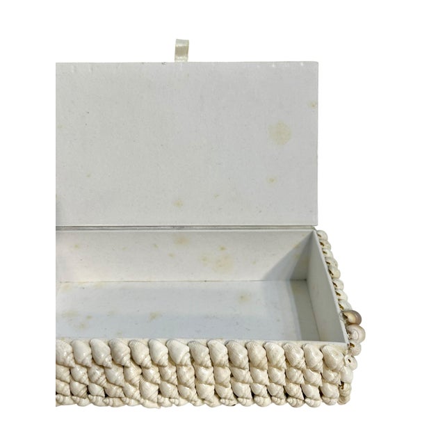 Vintage Folk Art White Shell Box For Sale - Image 13 of 14