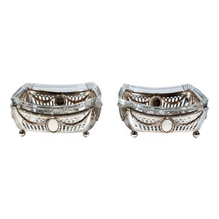 Art Nouveau Silver Baskets with Cut Glass Inserts, Germany, 1910, Set of 2 For Sale