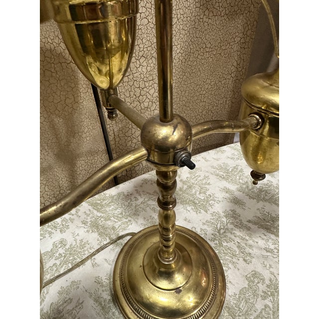 Vintage Brass Hurricane Student Lamp Style Table Lamp For Sale - Image 9 of 10