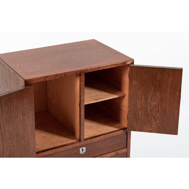 Antique Art Deco Scandinavian Small Oak Wood Side Cabinet or Nightstand 1950s For Sale - Image 9 of 12