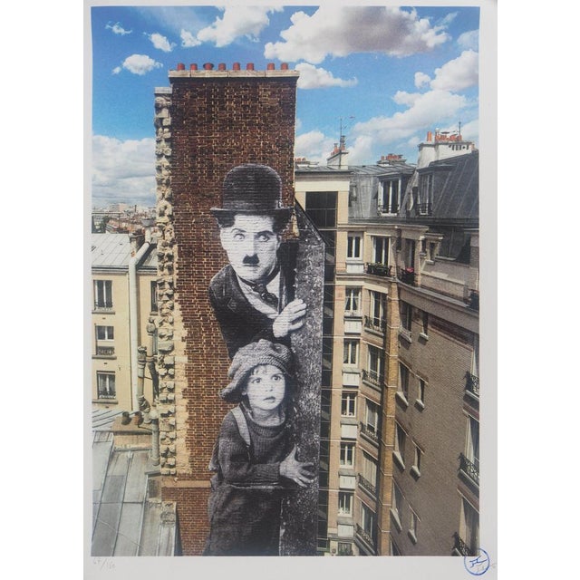 Jr (jean rené dit, 1983) homage to charlie chaplin original color lithograph signed in pencil and authenticated by the...