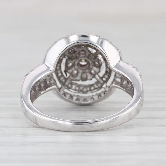 2010s 1.26ctw Diamond Halo Engagement Ring 10k White Gold Size 7 Champagne Center For Sale - Image 5 of 8