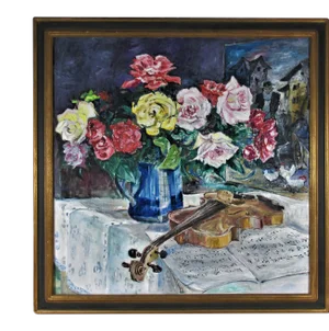 Dan Rubinstein, Flowers in a Vase and Violin, 1989