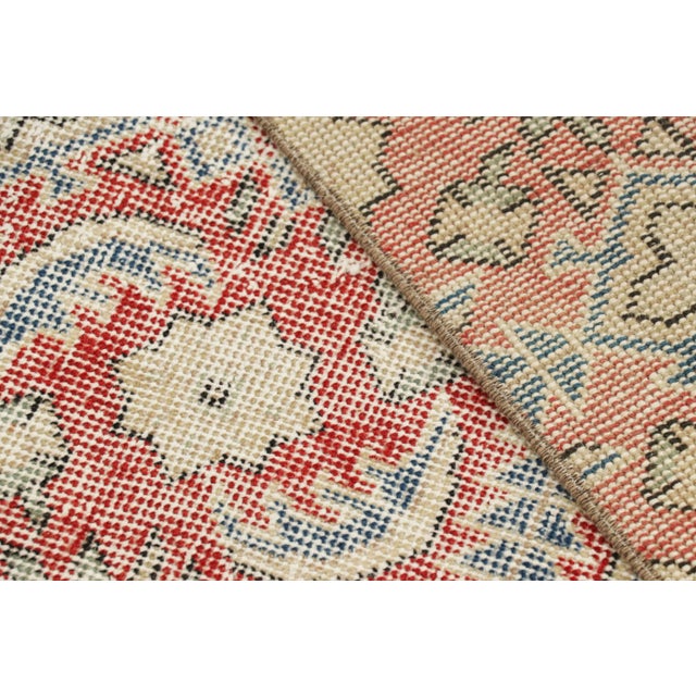 Beige Vintage Zeki Müren Runner in Red, With Beige & Blue Patterns, From Rug & Kilim For Sale - Image 8 of 8