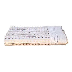Summer White Quilted Cotton Kantha Bedcover