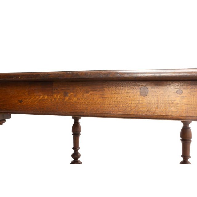 Brown 19th Century Louis XIII French Square Oak Table with X-Shaped Crossbar, 1890s For Sale - Image 8 of 16