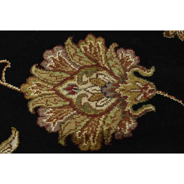 Agra Rug 10'2'' X 14'2'' Black Wool/Silk Traditional Hand-Knotted Carpet For Sale - Image 11 of 15
