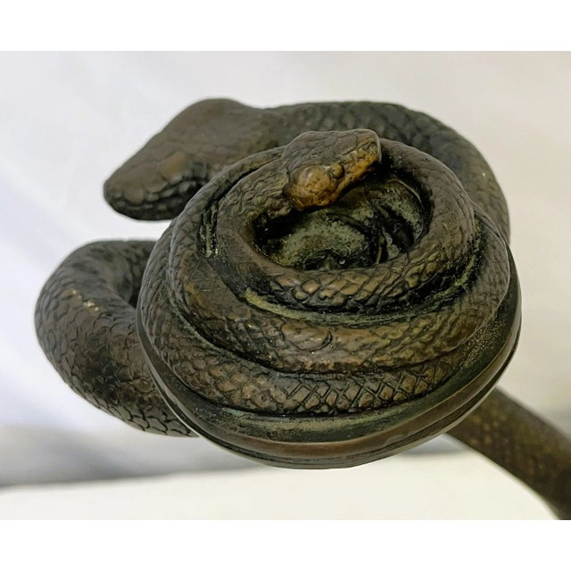 Vintage Cast Iron Coiled Snake Stand With Baby Snake For Sale In West Palm - Image 6 of 12